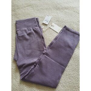 GOOD AMERICAN Wide Rib Shine Seamless Compression Leggings Dusty Violet 3/4 L XL